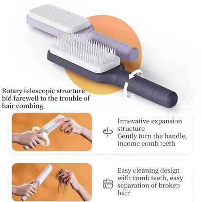 Rotatable Self Cleaning Hair Brush